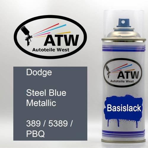 Dodge, Steel Blue Metallic, 389 / 5389 / PBQ: 400ml Sprühdose, von ATW Autoteile West.